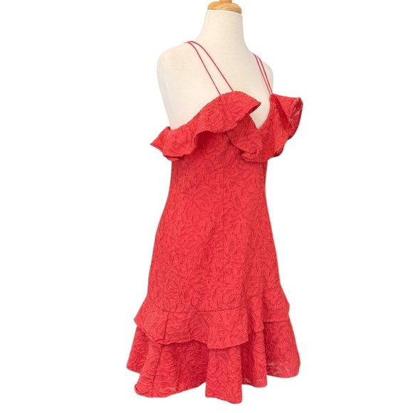 C/MEO Collective More to Give Melon Red Spaghetti Strap Lace Ruffle Mini Size L - Picture 6 of 14